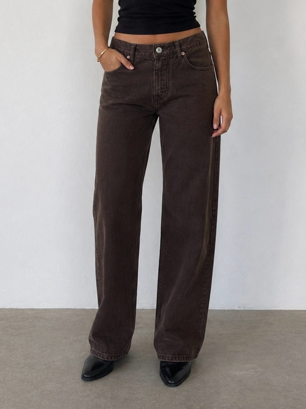 Zara Dark Brown Denim Pants